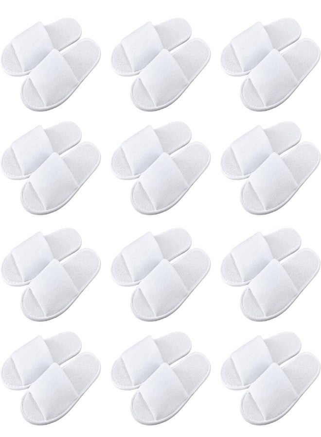 Silicherry 12 Pairs House Slippers for Guests Disposable Open Toe Spa Slippers Unisex Travel Slipper Bulk for Halloween Christmas Wedding Party(White,L) - Image 1